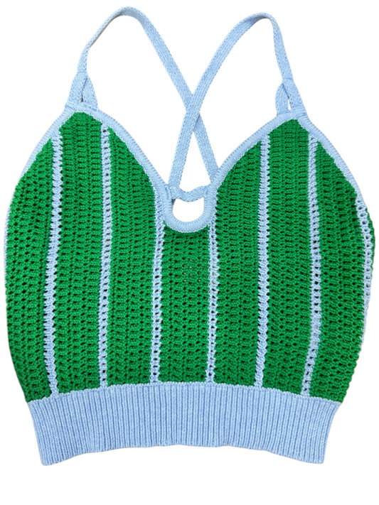 Top Romina Cotton Green & Sky Blue