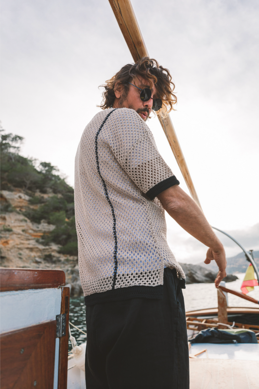 Polo Pau Cotton Beige & Black