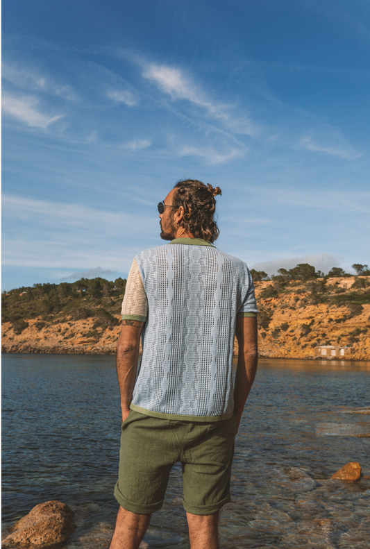 Shirt Santi Patch Sky Blue & Cream