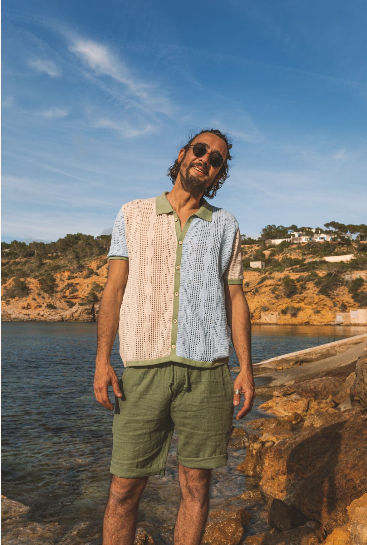 Shirt Santi Patch Sky Blue & Cream