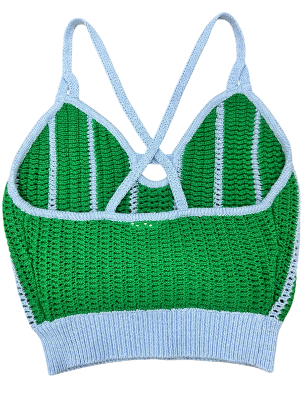 Top Romina Cotton Green & Sky Blue