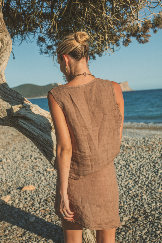 Chaleco Sof Plane Linen Brown