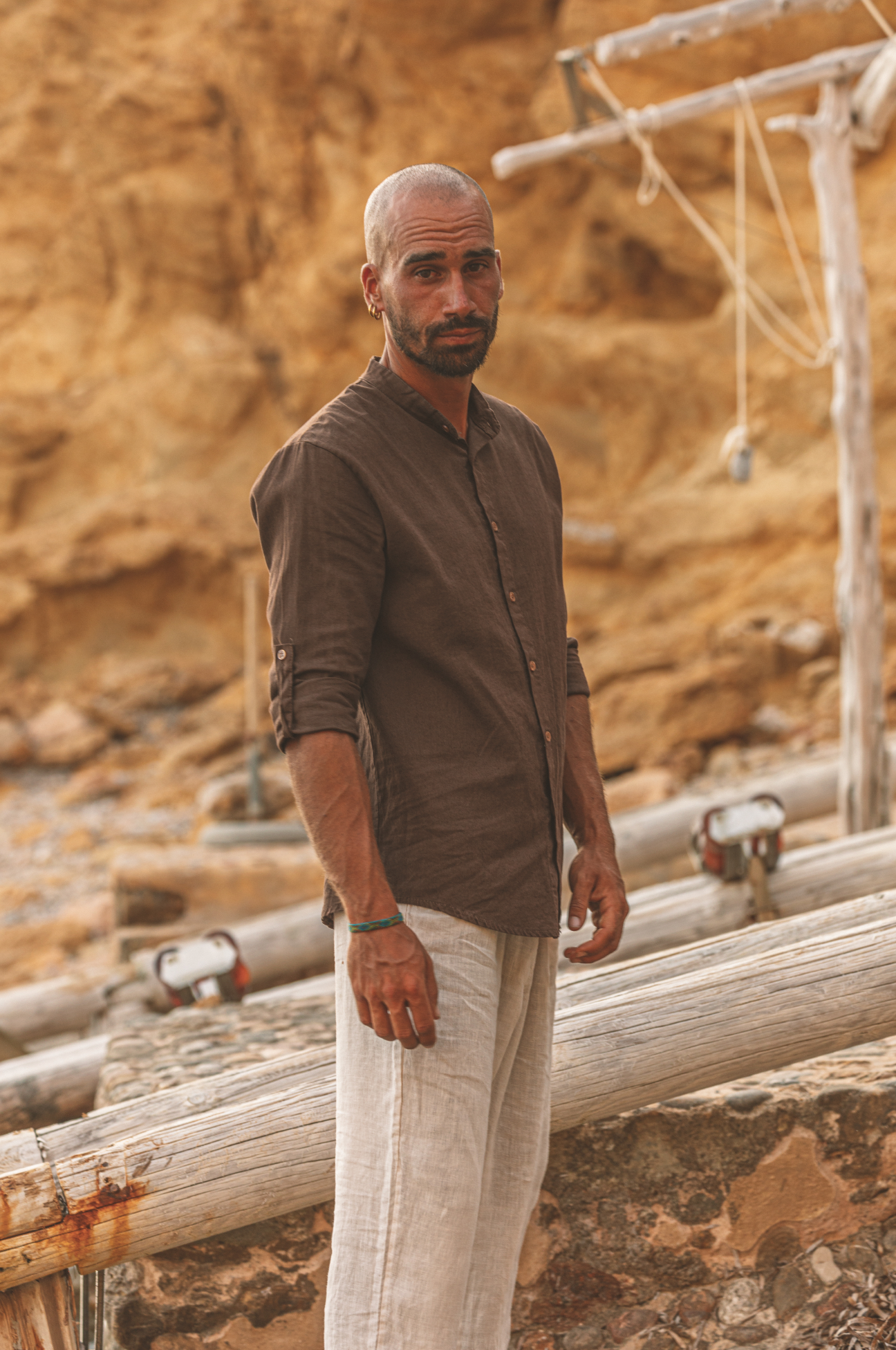 Shirt Marco Linen Chocolate Brown