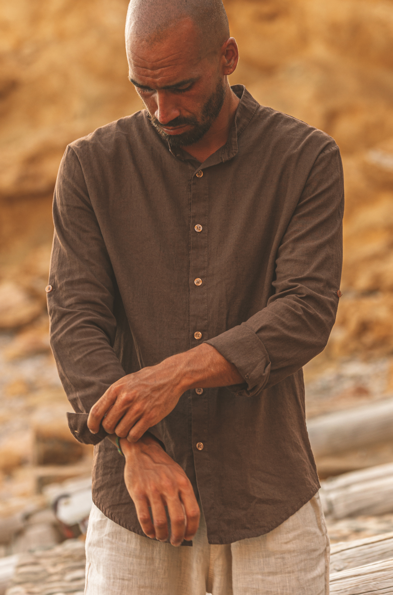 Shirt Marco Linen Chocolate Brown