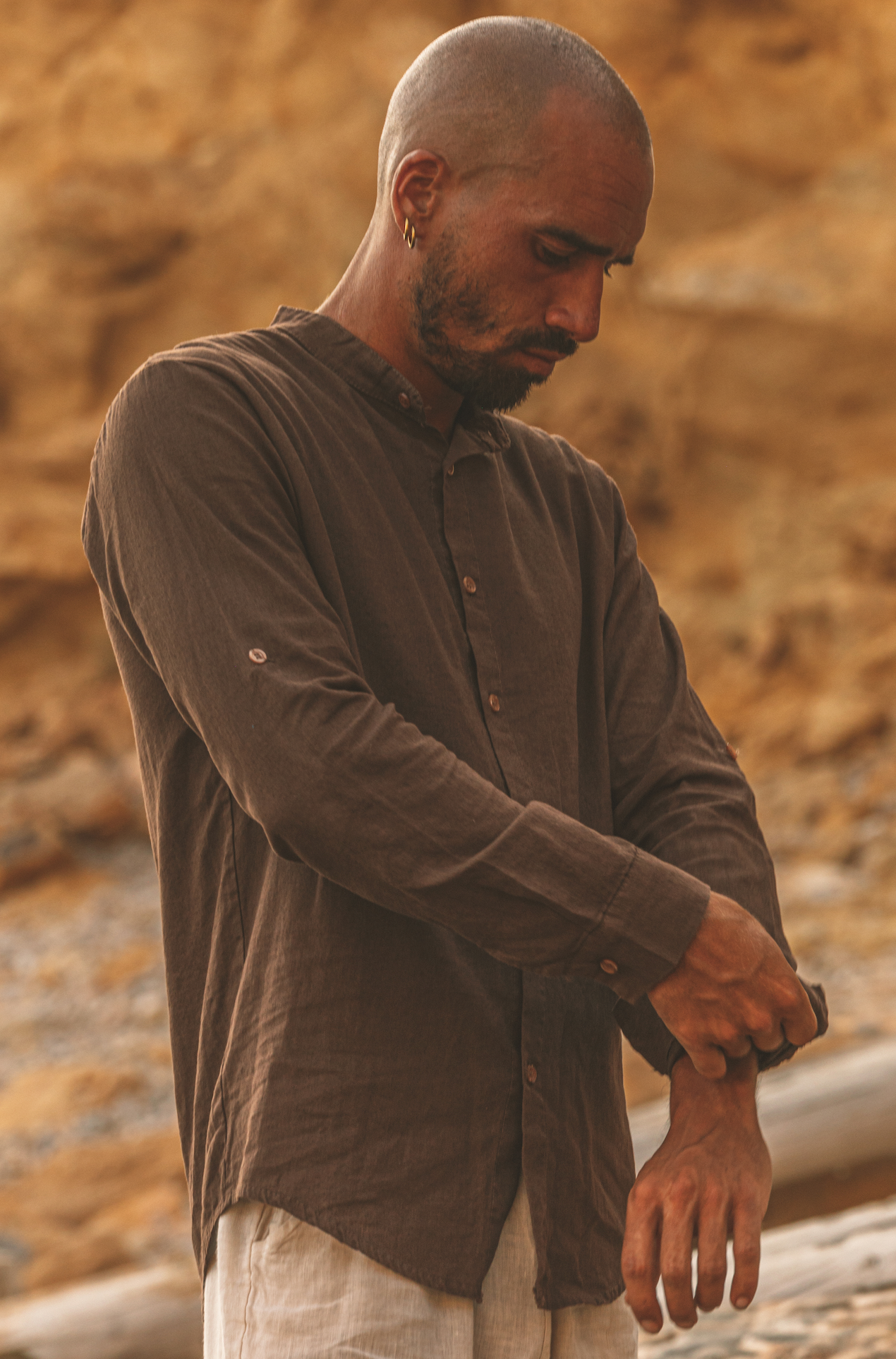 Shirt Marco Linen Chocolate Brown