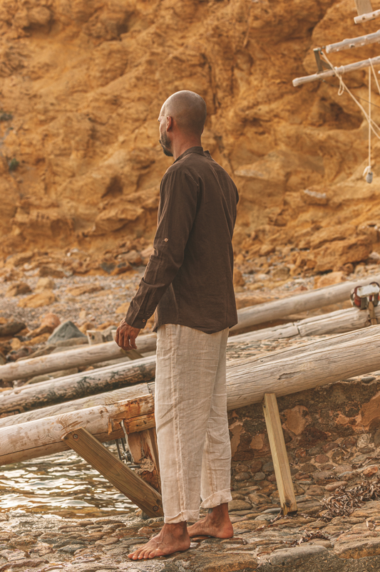 Shirt Marco Linen Chocolate Brown