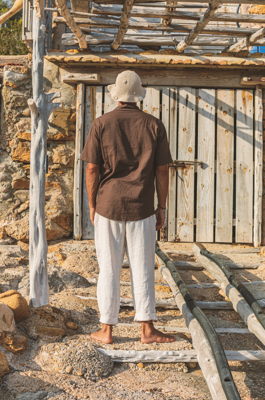 Shirt Aquiles Linen Chocolate Brown
