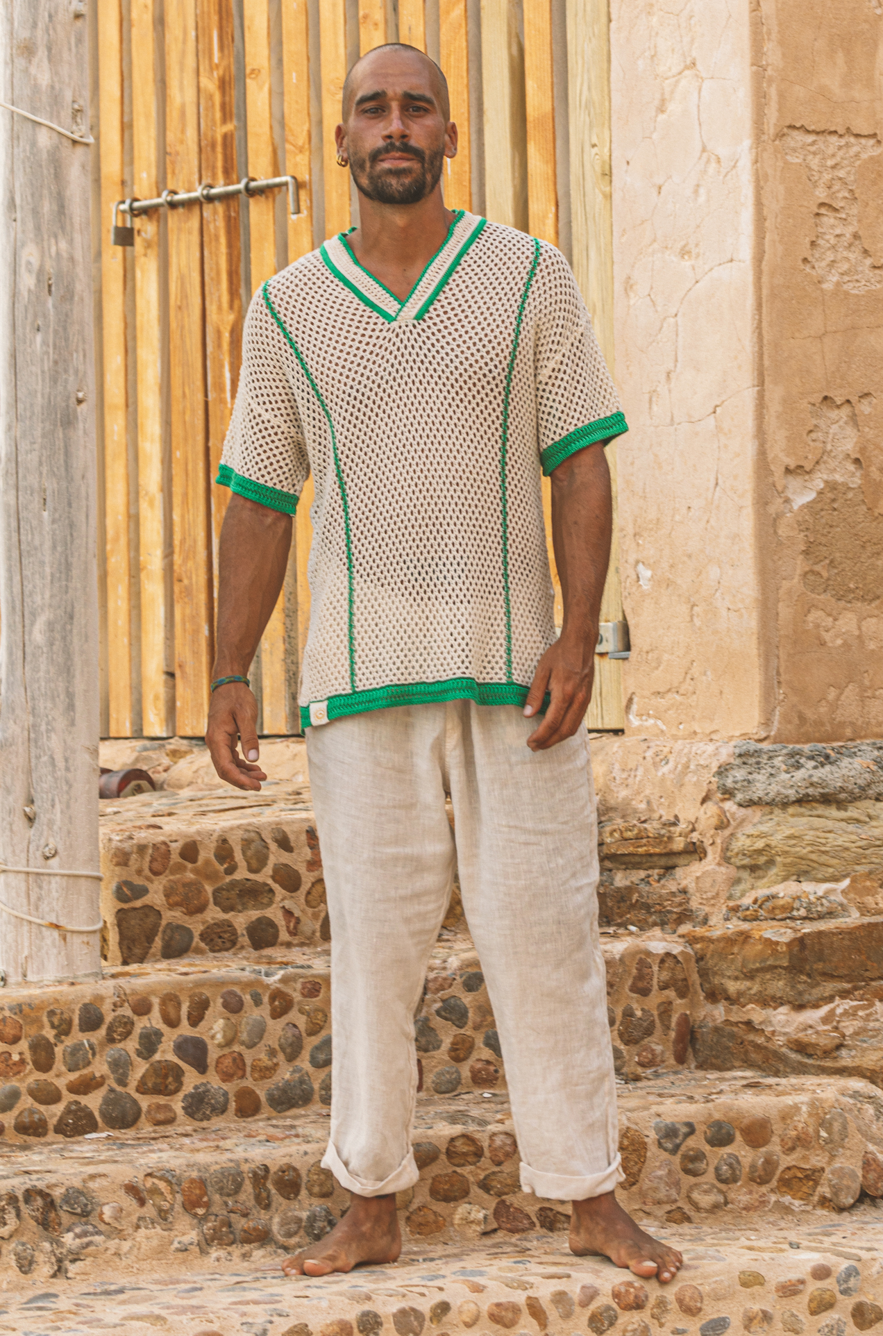 Polo Pau Cotton Cream & Green