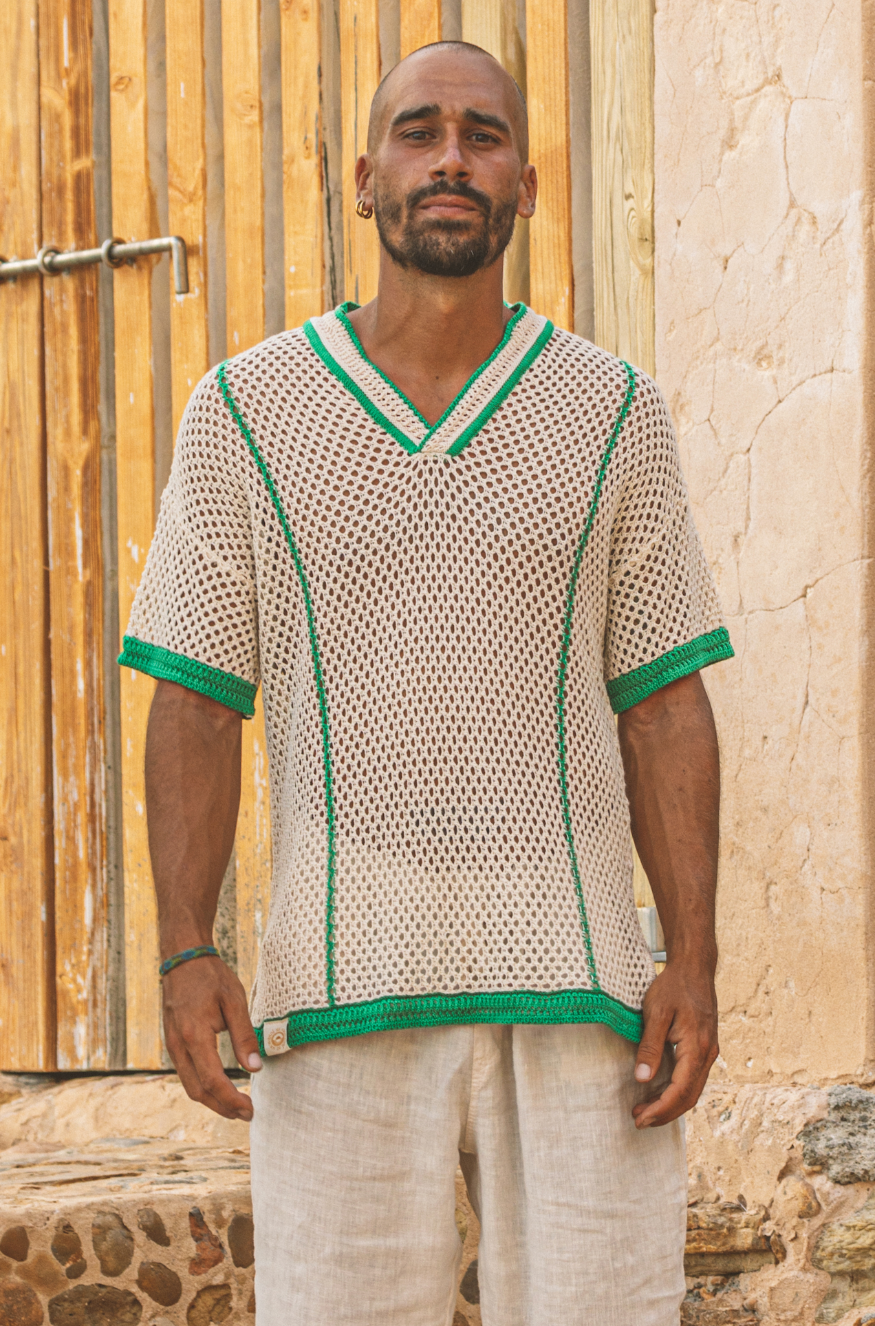 Polo Pau Cotton Cream & Green