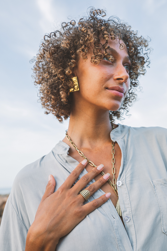 Earings Square Bronce