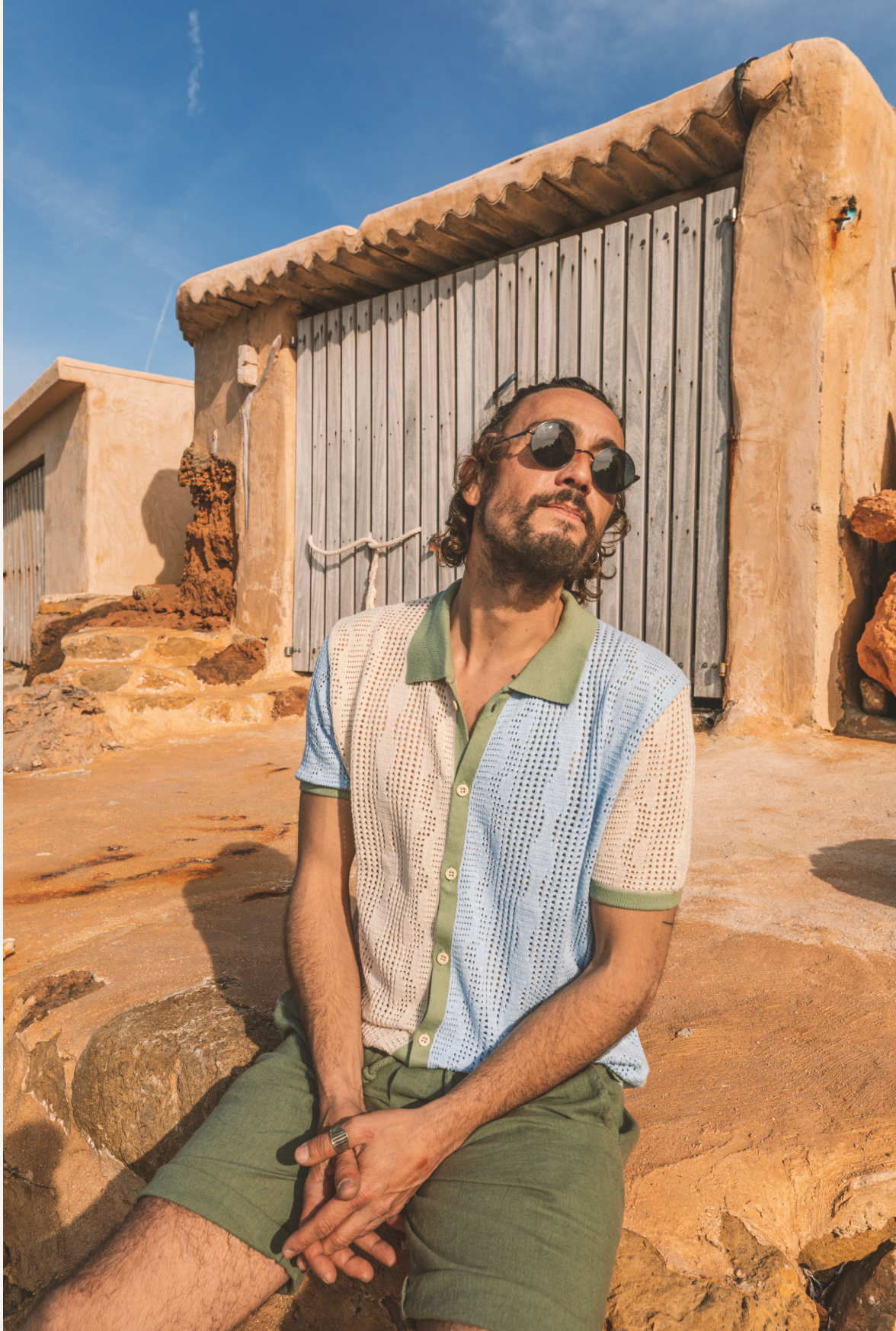Shirt Santi Patch Sky Blue & Cream