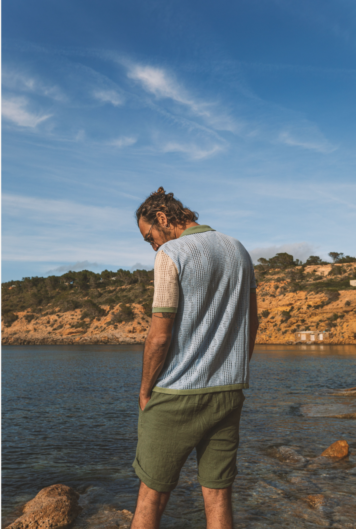 Shirt Santi Patch Sky Blue & Cream