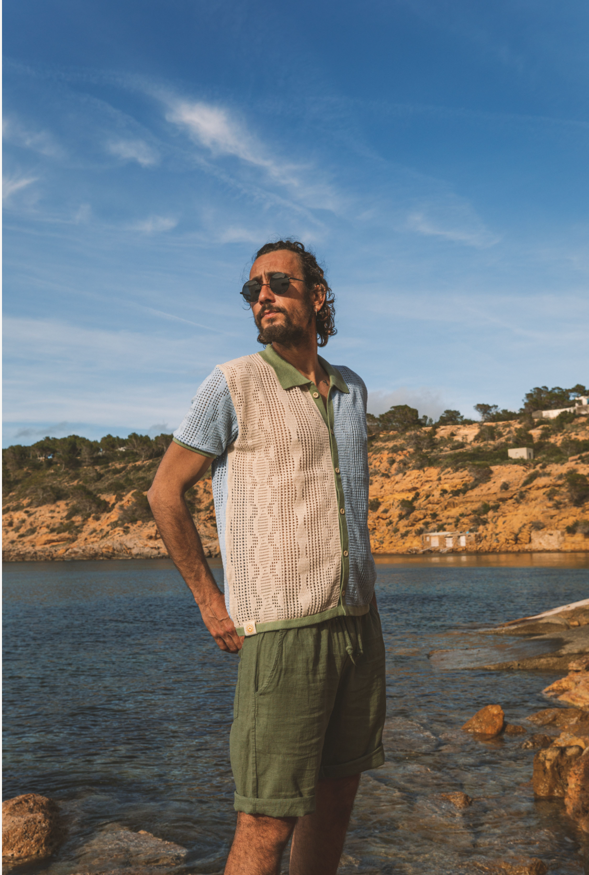 Shirt Santi Patch Sky Blue & Cream
