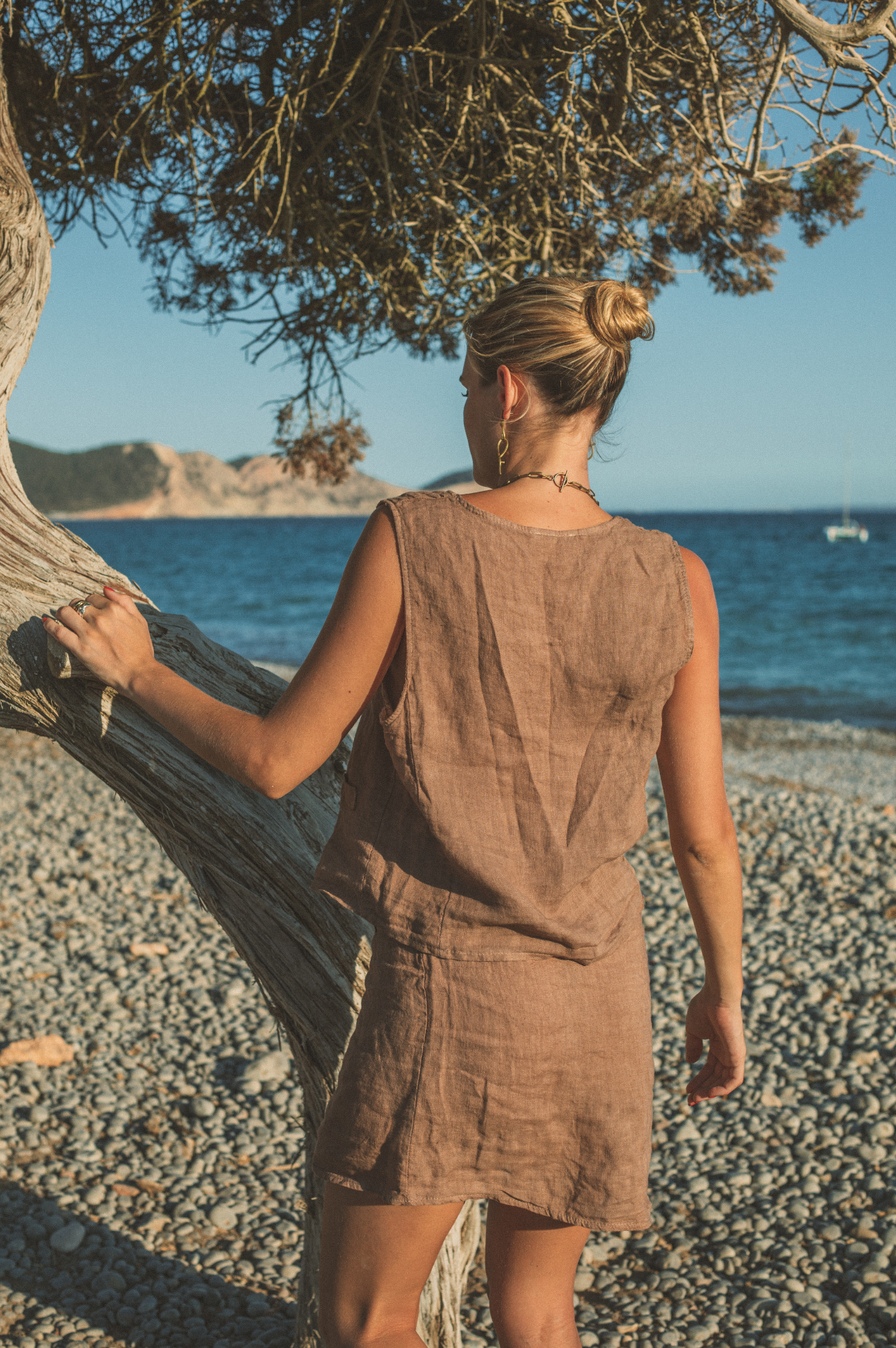 Skirt Sof Plane Linen Brown