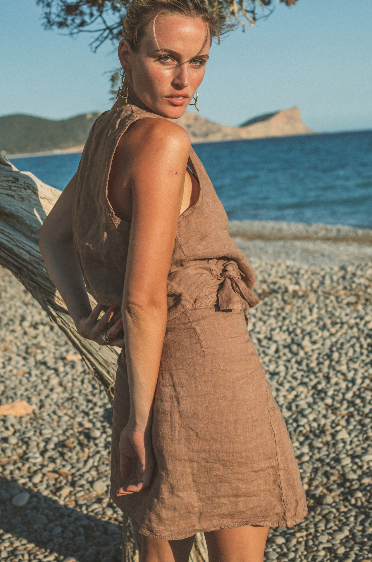 Skirt Sof Plane Linen Brown