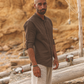 Shirt Marco Linen Chocolate Brown