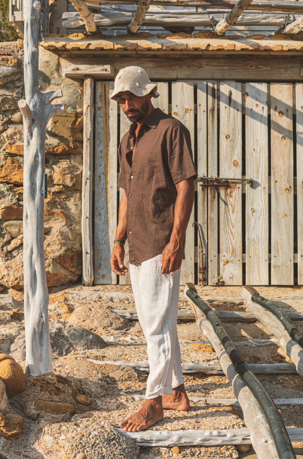 Shirt Aquiles Linen Chocolate Brown