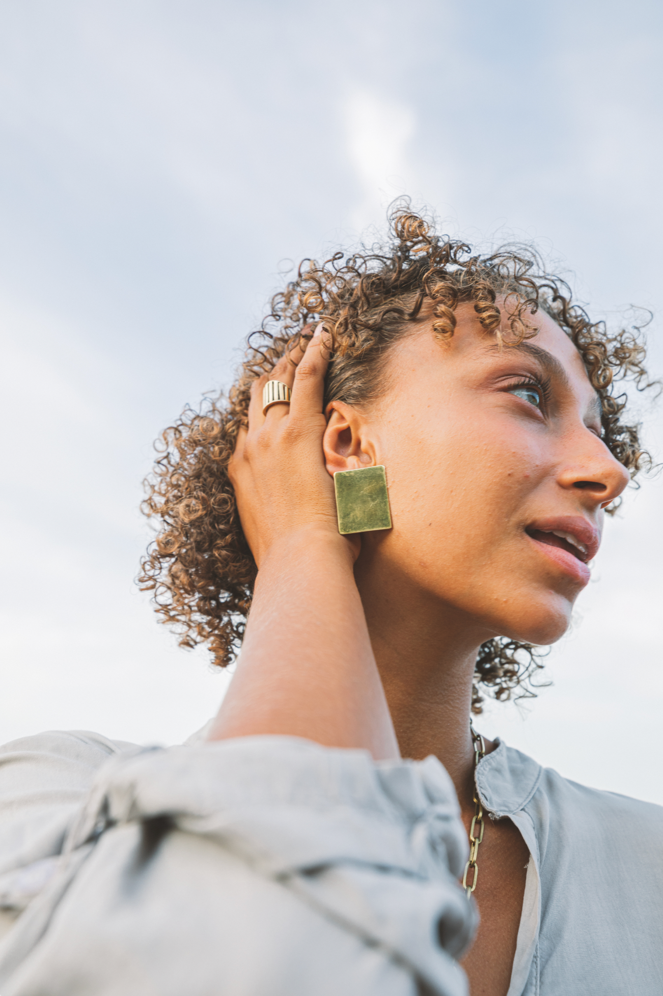 Earings Square Bronce